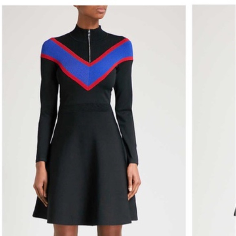Sandro Chevron Long Sleeve Flare Dress